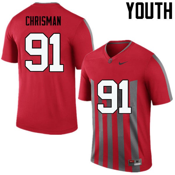 Ohio State Buckeyes #91 Drue Chrisman Youth University Jersey Throwback